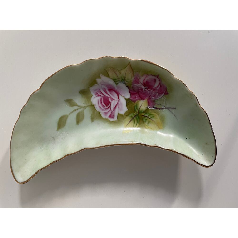 Vintage Lefton Royal Hampton Trinket Dish Hand Painted Roses